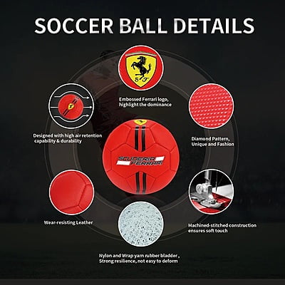 F611 Ferrari Machine Sewing Soccer Ball Black F611 Ferrari Machine Sewing Soccer Ball Black